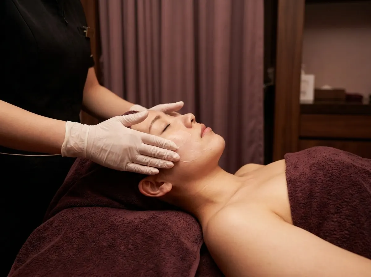 Imagem ilustrativa de um tratamento facial com aplicação de skincare